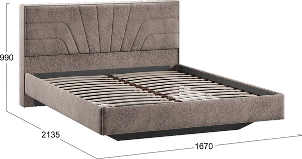 Изображение товара Двуспальная кровать ТриЯ Пандора 160x200 Тип 1  (микровелюр Wellmart Latte)