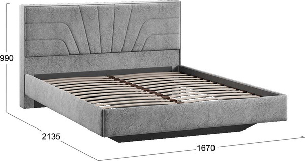 Изображение товара Двуспальная кровать ТриЯ Пандора 160x200 Тип 1 (микровелюр Wellmart Silver)