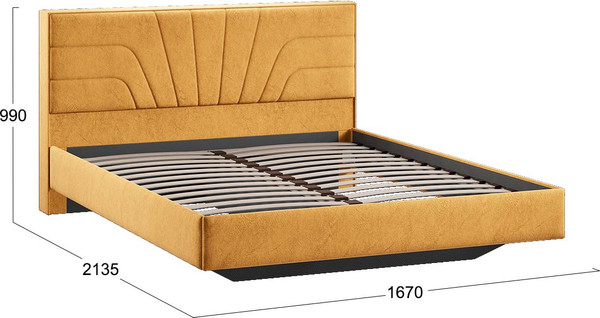 Изображение товара Двуспальная кровать ТриЯ Пандора 160x200 Тип 1  (микровелюр Wellmart Yellow)