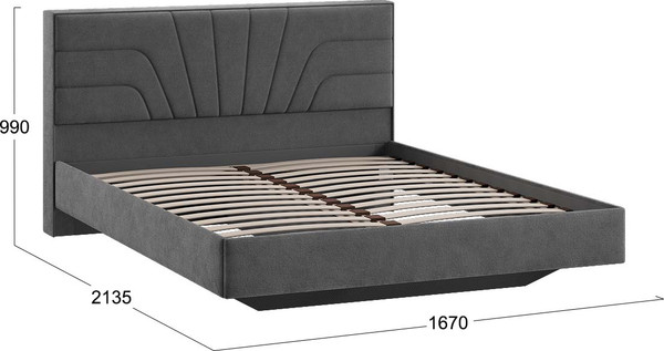 Изображение товара Двуспальная кровать ТриЯ Пандора 160x200 Тип 1 (микрошенилл Relax Graphite)