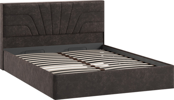 Изображение товара Двуспальная кровать ТриЯ Пандора с ПМ 160x200 Тип 1 (велюр Brut Chocolate 17)