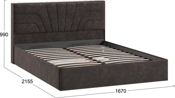 Изображение товара Двуспальная кровать ТриЯ Пандора с ПМ 160x200 Тип 1 (велюр Brut Chocolate 17)