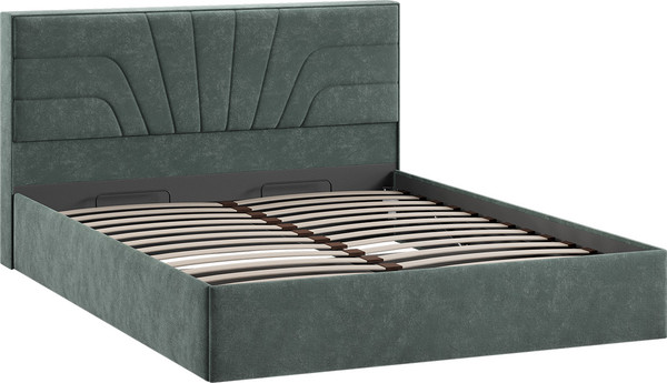 Изображение товара Двуспальная кровать ТриЯ Пандора с ПМ 160x200 Тип 1  (велюр Brut Forest 09)