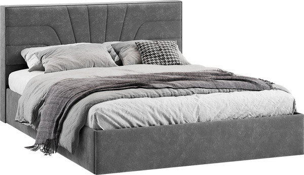 Изображение товара Двуспальная кровать ТриЯ Пандора с ПМ 160x200 Тип 1 (велюр Brut Grey 16)