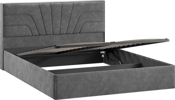 Изображение товара Двуспальная кровать ТриЯ Пандора с ПМ 160x200 Тип 1 (велюр Brut Grey 16)