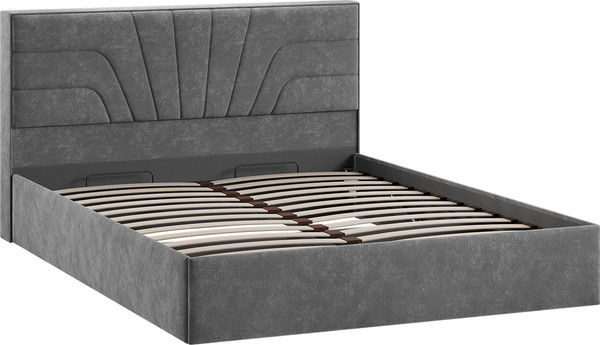 Изображение товара Двуспальная кровать ТриЯ Пандора с ПМ 160x200 Тип 1 (велюр Brut Grey 16)