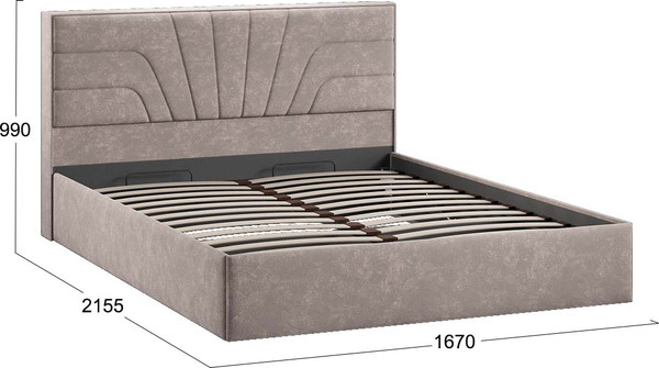 Изображение товара Двуспальная кровать ТриЯ Пандора с ПМ 160x200 Тип 1  (велюр Brut Mocco 06)