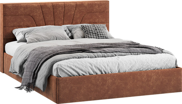 Изображение товара Двуспальная кровать ТриЯ Пандора с ПМ 160x200 Тип 1  (велюр Brut Terracot 13)
