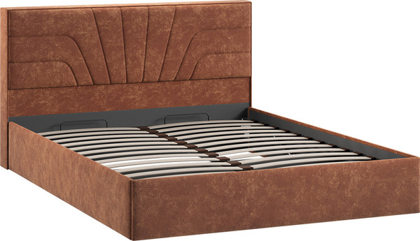 Изображение товара Двуспальная кровать ТриЯ Пандора с ПМ 160x200 Тип 1  (велюр Brut Terracot 13)