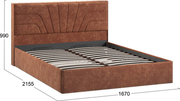 Изображение товара Двуспальная кровать ТриЯ Пандора с ПМ 160x200 Тип 1  (велюр Brut Terracot 13)