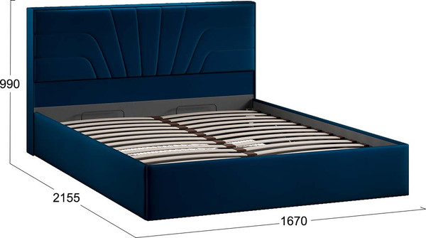 Изображение товара Двуспальная кровать ТриЯ Пандора с ПМ 160x200 Тип 1 (велюр Confetti Blue)