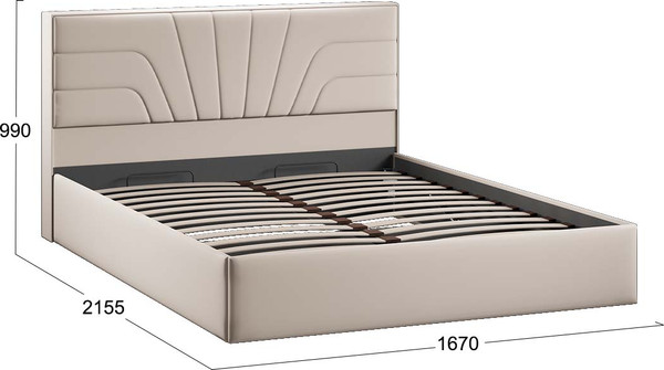 Изображение товара Двуспальная кровать ТриЯ Пандора с ПМ 160x200 Тип 1  (велюр Confetti Cream)