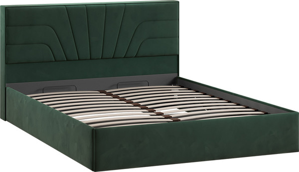 Изображение товара Двуспальная кровать ТриЯ Пандора с ПМ 160x200 Тип 1  (велюр Confetti Deep forest)