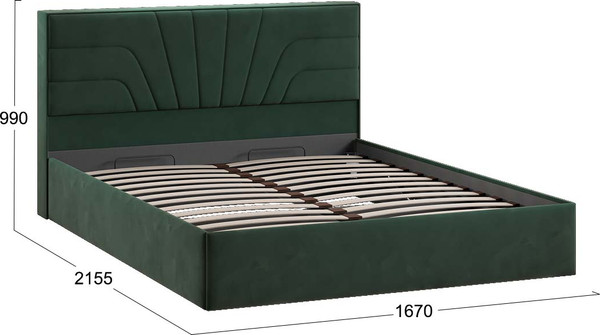 Изображение товара Двуспальная кровать ТриЯ Пандора с ПМ 160x200 Тип 1  (велюр Confetti Deep forest)