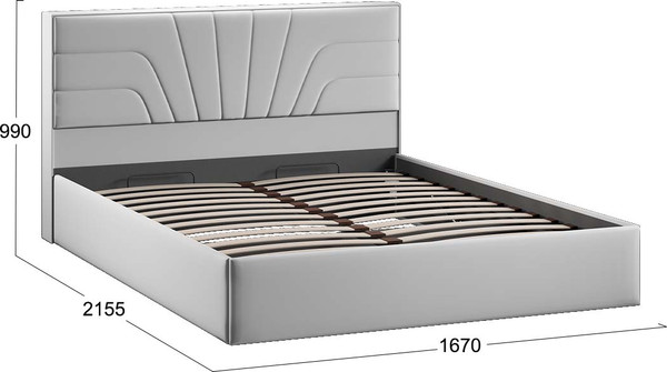 Изображение товара Двуспальная кровать ТриЯ Пандора с ПМ 160x200 Тип 1  (велюр Confetti Silver)
