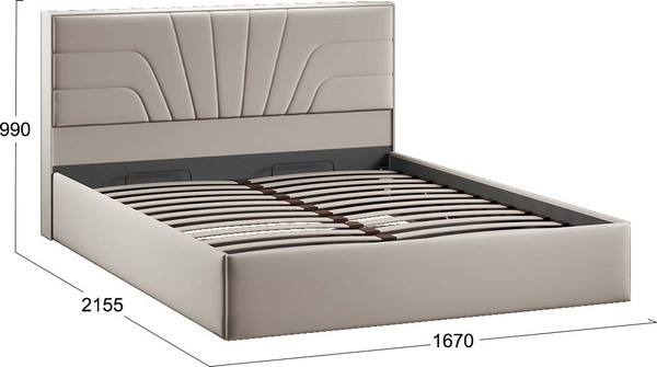 Изображение товара Двуспальная кровать ТриЯ Пандора с ПМ 160x200 Тип 1  (велюр Confetti Smoke)