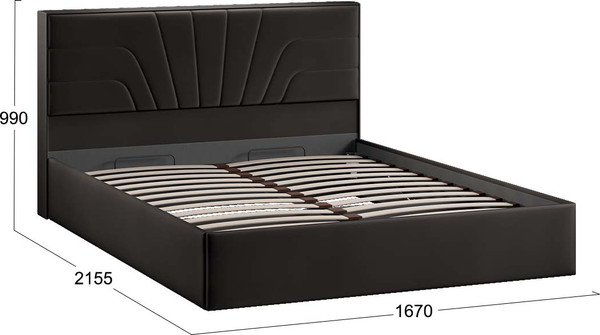 Изображение товара Двуспальная кровать ТриЯ Пандора с ПМ 160x200 Тип 1  (велюр Confetti Stone)