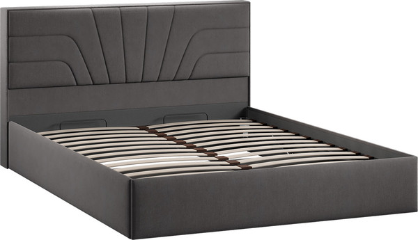 Изображение товара Двуспальная кровать ТриЯ Пандора с ПМ 160x200 Тип 1 (велюр графит)