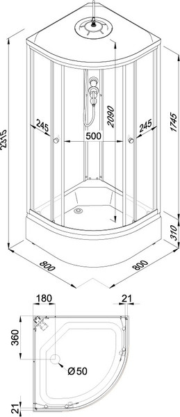 Изображение товара Душевая кабина Triton Вельвет 80х80 В
