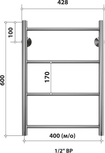 Изображение товара Полотенцесушитель водяной Stelmix Прямой ВПС П4 400х600