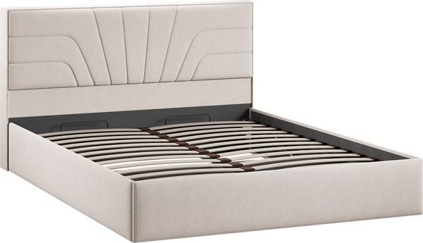 Изображение товара Двуспальная кровать ТриЯ Пандора с ПМ 160x200 Тип 1  (велюр мокко светлый)