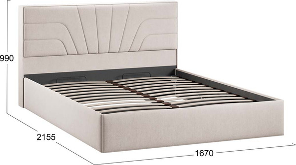 Изображение товара Двуспальная кровать ТриЯ Пандора с ПМ 160x200 Тип 1  (велюр мокко светлый)