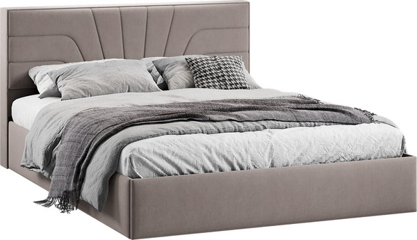 Изображение товара Двуспальная кровать ТриЯ Пандора с ПМ 160x200 Тип 1  (велюр мокко темный)