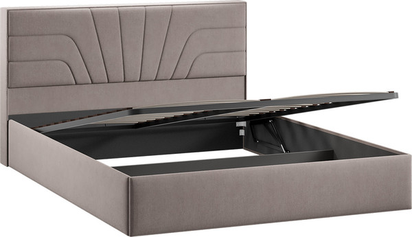 Изображение товара Двуспальная кровать ТриЯ Пандора с ПМ 160x200 Тип 1  (велюр мокко темный)