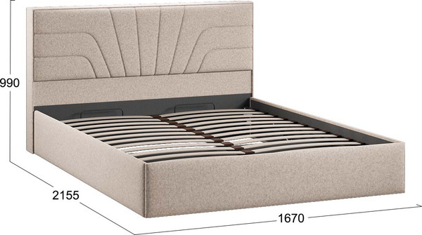 Изображение товара Двуспальная кровать ТриЯ Пандора с ПМ 160x200 Тип 1  (микровелюр Jercy Cream)