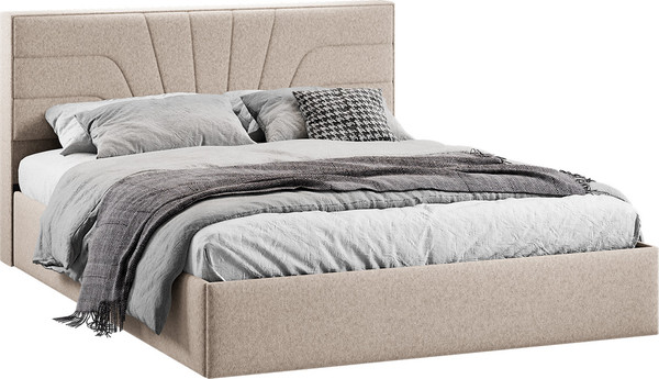 Изображение товара Двуспальная кровать ТриЯ Пандора с ПМ 160x200 Тип 1  (микровелюр Jercy Cream)
