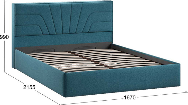 Изображение товара Двуспальная кровать ТриЯ Пандора с ПМ 160x200 Тип 1 (микровелюр Jercy Izumrud)