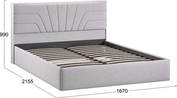 Изображение товара Двуспальная кровать ТриЯ Пандора с ПМ 160x200 Тип 1  (микровелюр Jercy Silver)