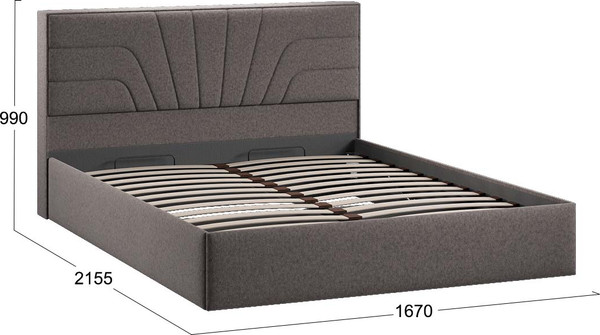 Изображение товара Двуспальная кровать ТриЯ Пандора с ПМ 160x200 Тип 1  (микровелюр Jercy Stone)
