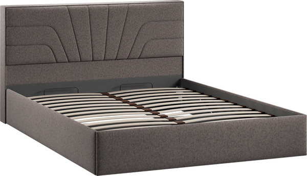 Изображение товара Двуспальная кровать ТриЯ Пандора с ПМ 160x200 Тип 1  (микровелюр Jercy Stone)