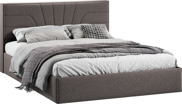 Изображение товара Двуспальная кровать ТриЯ Пандора с ПМ 160x200 Тип 1  (микровелюр Jercy Stone)