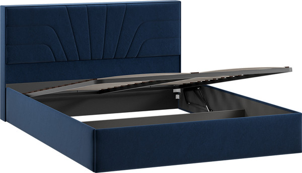 Изображение товара Двуспальная кровать ТриЯ Пандора с ПМ 160x200 Тип 1  (микровелюр Wellmart Blue)