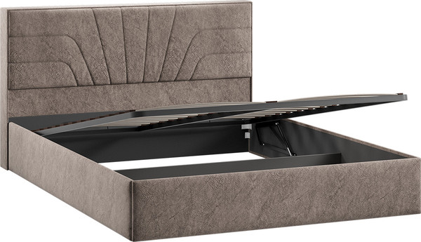 Изображение товара Двуспальная кровать ТриЯ Пандора с ПМ 160x200 Тип 1  (микровелюр Wellmart Latte)