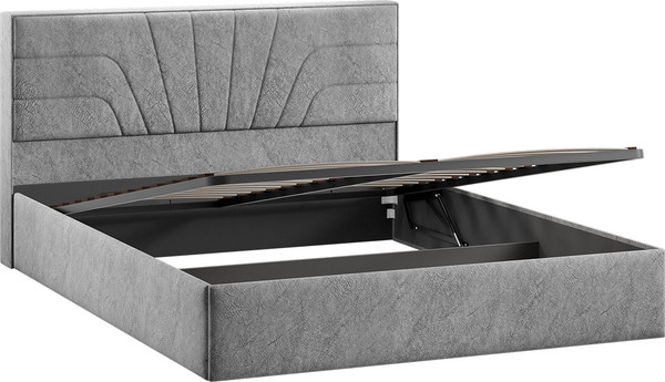 Изображение товара Двуспальная кровать ТриЯ Пандора с ПМ 160x200 Тип 1  (микровелюр Wellmart Silver)