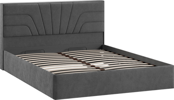 Изображение товара Двуспальная кровать ТриЯ Пандора с ПМ 160x200 Тип 1 (микрошенилл Relax Graphite)