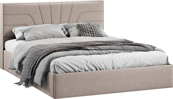 Изображение товара Двуспальная кровать ТриЯ Пандора с ПМ 160x200 Тип 1 (микрошенилл Relax Latte)