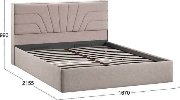 Изображение товара Двуспальная кровать ТриЯ Пандора с ПМ 160x200 Тип 1 (микрошенилл Relax Latte)