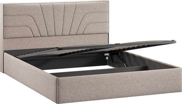 Изображение товара Двуспальная кровать ТриЯ Пандора с ПМ 160x200 Тип 1 (микрошенилл Relax Latte)