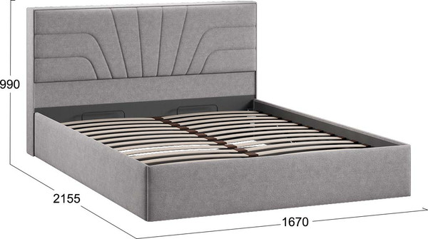 Изображение товара Двуспальная кровать ТриЯ Пандора с ПМ 160x200 Тип 1  (микрошенилл Relax Mocco)