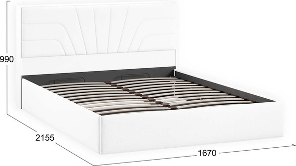 Изображение товара Двуспальная кровать ТриЯ Пандора с ПМ 160x200 Тип 1  (экокожа Polo white)