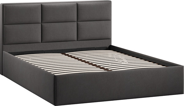 Изображение товара Полуторная кровать ТриЯ Стелла c ПМ 140x200 Тип 1 и заглушиной (велюр графит)