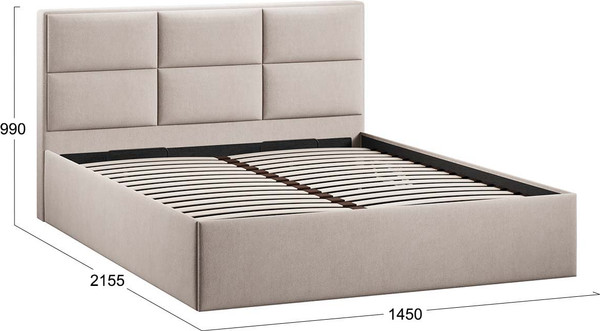 Изображение товара Полуторная кровать ТриЯ Стелла c ПМ 140x200 Тип 1 и заглушиной  (велюр Мокко светлый)
