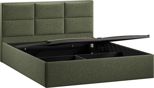 Изображение товара Полуторная кровать ТриЯ Стелла c ПМ 140x200 Тип 1 и заглушиной (микровелюр Jercy Deep Green)