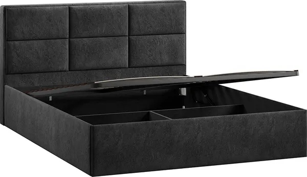 Изображение товара Полуторная кровать ТриЯ Стелла c ПМ 140x200 Тип 1 и заглушиной (микровелюр Wellmart Graphite)