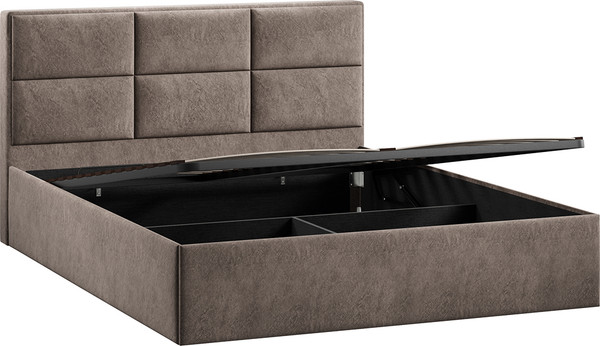 Изображение товара Полуторная кровать ТриЯ Стелла c ПМ 140x200 Тип 1 и заглушиной (микровелюр Wellmart Latte)