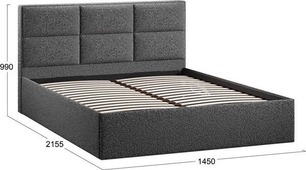 Изображение товара Полуторная кровать ТриЯ Стелла c ПМ 140x200 Тип 1 и заглушиной  (экомех Barni Grey)